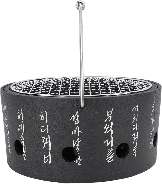 KIMISS Portable BBQ Charcoal Stove, Multifunctional Aluminum & Stainless Steel Grill with Carrying Handle - Ideal for Camping, Tea Making, and Outdoor Barbecue (L)