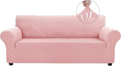 Asnomy Stretch Oversized Couch Covers for Sofa Slipcover,Pink | 1-Piece Sofa Covers Washable(94"-110") 4-Seater Furniture Protector with Non Skid Foam and Elastic Bottom for Kids, Pets