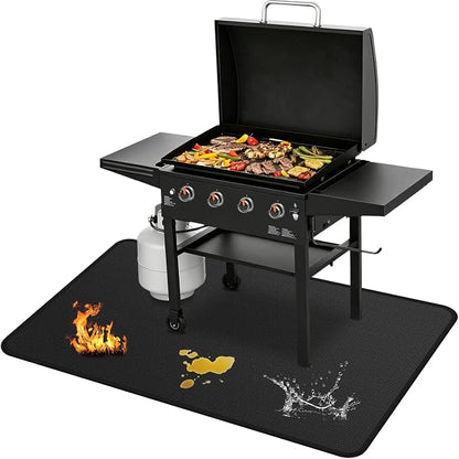 Under Grill Mats for Blackstone - 65 x 39 Inch BBQ Mats for Outdoor Grill Deck Protector, Double-Sided Fireproof Oil-Proof Waterproof Griddle Floor Mat for Outdoor Grilling, Easy to Clean