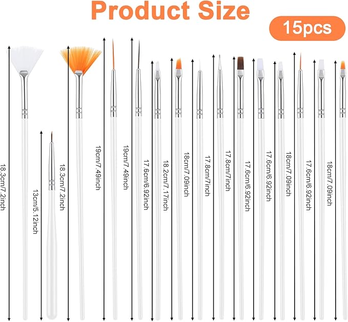 JJUNW 15 PCS Cake Decorating Brushes, Sugar Cookie Decorating Brushes Kit Food Safe Basting Brush Multifunctional Decorative Baking Supplies Candy Icing Pastry Brush for Bakers(White)