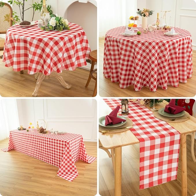 Classic Gingham Buffalo Tablecloth Fabric - Oblong 90x156 Inch Water Proof Checkered Table Cloth for Indoor Outdoor - Table Cover for Birthday, Picnics, BBQs, and Parties