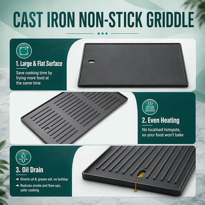 SafBbcue Matte Cast Iron Griddle Replacement Parts for Commercial Infrared Charbroil 463242715 463242716 463234413 463234614 469234815 463276016 466242715 466242815 463234815 463238114 G541-0016-w2