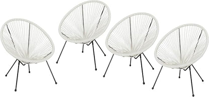 Christopher Knight Home Outdoor Hammock Weave Chair with Steel Frame (Set of 4) - White and Black Finish