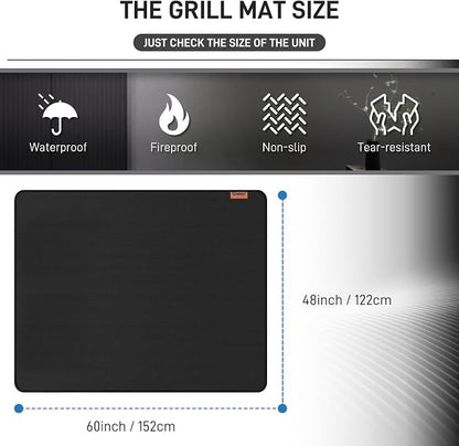 MODIGT 60"×48" Under Grill Mat for Outdoor Grill,Double-Side Fireproof & Heat-Resistant Outdoor Grill Mat,Protective Mat for Patio,Courtyard,Tabletop