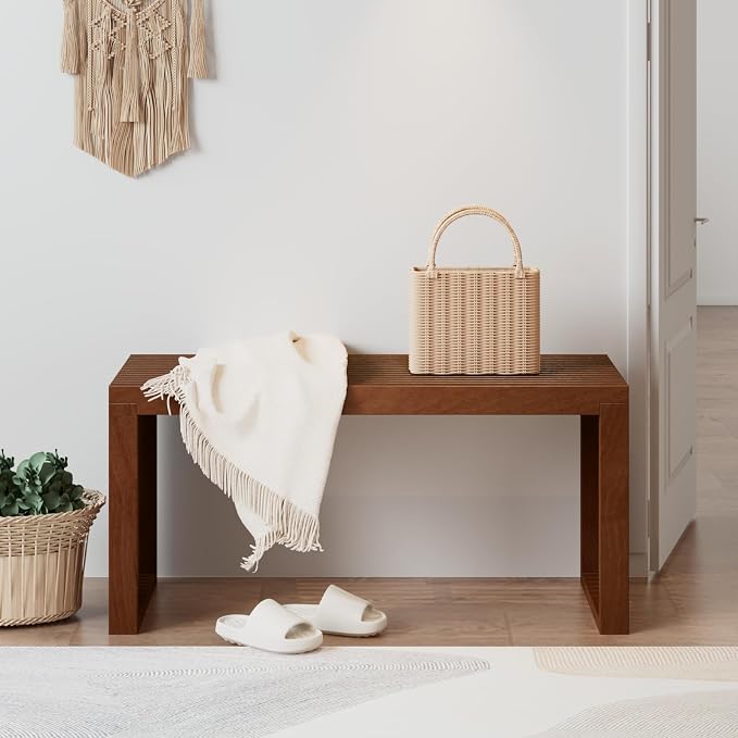APRTAT Bamboo Dining Bench 35-Inch Indoor Wood Shoe Rack Bench for Entryway | Easy Assemble, Sturdy & Durable,Slatted Design,Versatile Everyday Seating,Living Room Hallway Bedroom Bathroom