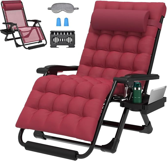 ZENPETIO Oversized Zero Gravity Chair, 33In XXL 500LBS with Cushion | Anti Gravity Recliner Lounge Chair with Aluminum Alloy Lock & Footrest, 90-170° Adjustable, for Lawn Patio Indoor Outdoor