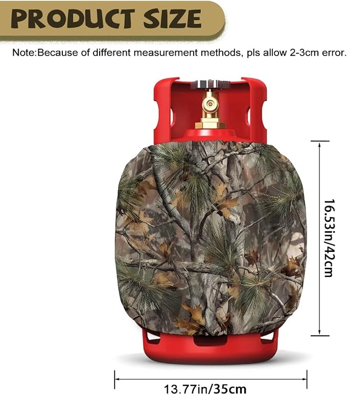 Camo 20lb Propane Tank Covers Hunting Branch Gas Cover Fits Standard 20 lb Tank Cylinder Heavy Duty Outdoor Grill Accessories Gift for Holiday