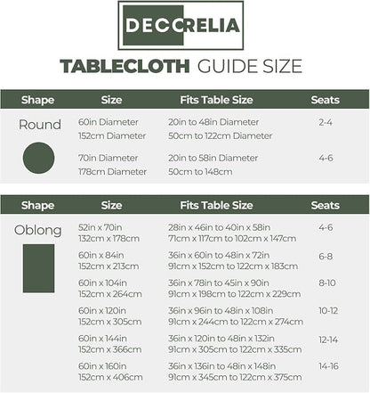 Decorelia Waterproof Round Tablecloth for Round Dining Table, Decorative Rustic Wipeable Table Cloths Cover Indoor Outdoor Use for Holiday,Wedding, Kitchen (70 Inch,Round (4-6 Seats),Dark Green)