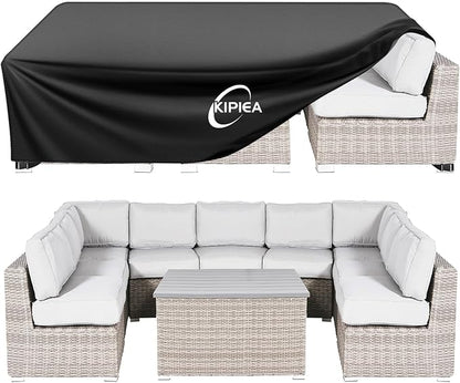 Kipiea Patio Furniture Covers Waterproof Winter, Heavy-Duty Outdoor Furniture Set Covers for Table Chairs, Anti-UV, No Tears or Fading (98" L x 98" W x 28" H)