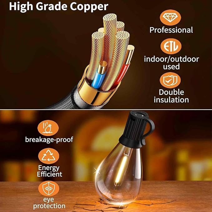120FT Outdoor String Lights, LED Patio Lights with 30+2 Shatterproof S11 Edison Bulbs,Ultra Long Waterproof Hanging Lights for Backyard Deck Porch Party Decor Commercial Use 2700K