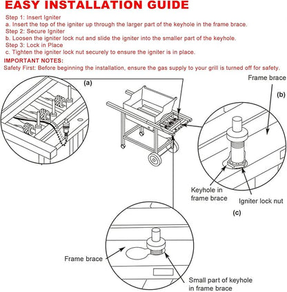 SafBbcue Igniter Kit 7509 for Weber Spirit Genesis (pre-2002) Grills,Platinum I and II Genesis 1000 to 5500 Genesis Silver and Gold (pre-2002) Grills, Replace for Weber #7509 Igniter Part