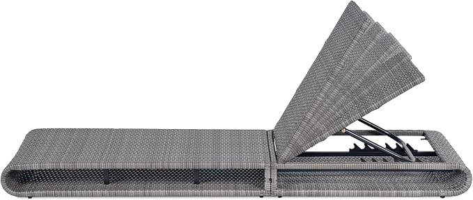 Christopher Knight Home Edsel Wicker Chaise Lounge Chair Outdoor, PE Faux Rattan Patio Outdoor Chaise Lounge with Iron Frame, Adjustable Backrest Single Lounge Sofa, Poolside Seating, Grey