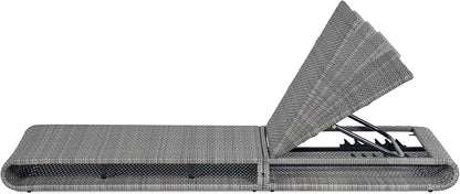 Christopher Knight Home Edsel Wicker Chaise Lounge Chair Outdoor, PE Faux Rattan Patio Outdoor Chaise Lounge with Iron Frame, Adjustable Backrest Single Lounge Sofa, Poolside Seating, Grey