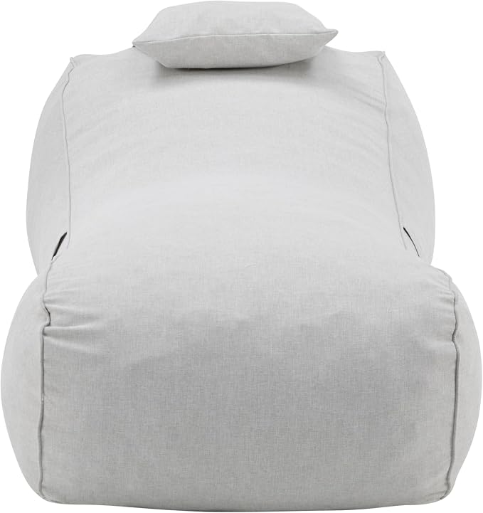 Christopher Knight Home Morton Outdoor Bean Bag Chair Set of 2, Fabric Bean Bag Chair for Adults and Kids, Indoor/Outdoor Sun Lounger with Headrest, Patio Chaise Lounge Chair Set of 2, Light Gray