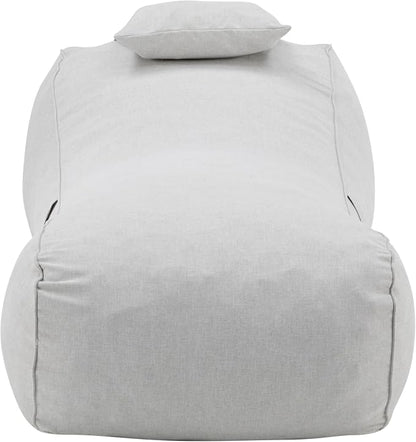 Christopher Knight Home Morton Outdoor Bean Bag Chair Set of 2, Fabric Bean Bag Chair for Adults and Kids, Indoor/Outdoor Sun Lounger with Headrest, Patio Chaise Lounge Chair Set of 2, Light Gray