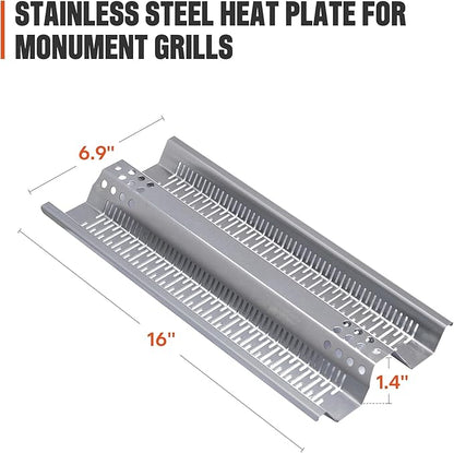 Monument Grills Stainless Steel Heat Plates, Replacement Grill Heat Plate Shield, Flavorizer Bar, Flame Tamer for 4-Burner Grills Model 24367 35633 41847NG D405, Burner Cover A118