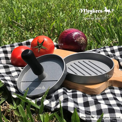 Meykers Burger Press 100 Patty Papers Set | Non-Stick Hamburger Press Patty Maker Mold with Free Wax Paper Sheets | Meat Beef Cheese Veggie Burger Maker for Grill Griddle BBQ Barbecue | BPA Free