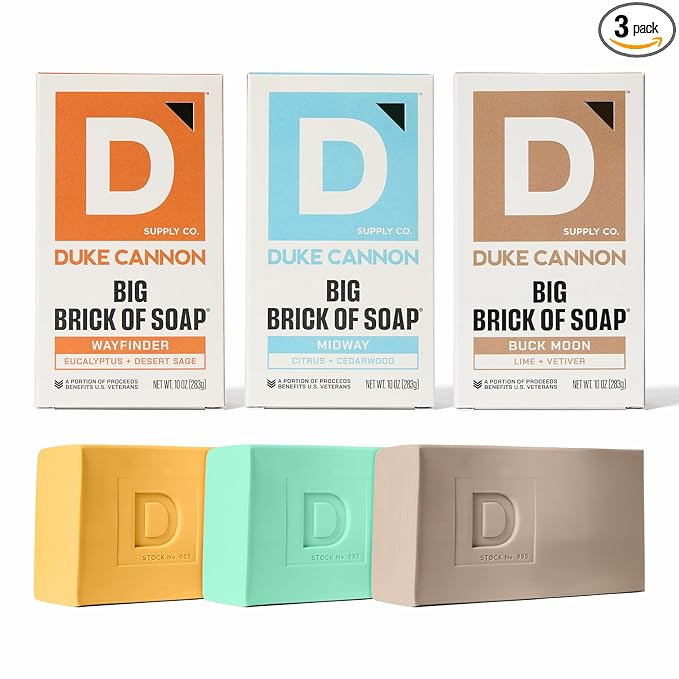 Duke Cannon Big Brick of Soap for Men – 3 Pack Variety | 10 oz Each | Triple Milled Bar Soaps | Long-Lasting | Natural Oils | Mens Bar Soap Set