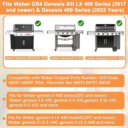 GS4 Genesis 2 Grill Parts for Weber 4-Burner GS4 Genesis II/II LX 400 SER Genesis II E410 Replacement Webber Genesis 400(2022 Y) Accessories for Weber Grates 66089 66097 & Flavorizer Bars 66030 66033