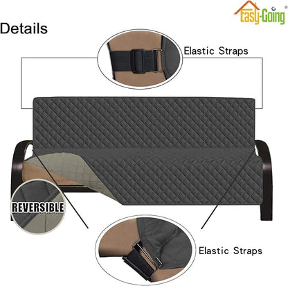 Easy-Going Reversible Couch Cover, Large Futon Sofa, Darkgray/Beige | Machine Washable Slipcover For Dogs, Water Resistant Furniture Mat For Living Room, Non-Slip Sofa Cover, Pet Friendly