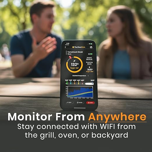 MeatStick V Prime Wireless Meat Thermometer, 1200°F Heat Resistance, Unlimited Range WiFi & Bluetooth, Smart Digital Probe for Grilling, Smoking, Sous Vide, BBQ, Air Fryer, Oven, Smoker