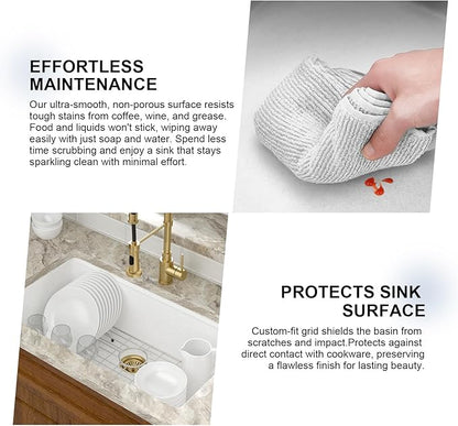 Mocoloo 33 Inch White Granite Composite Kitchen Sink - 33x19 Undermount Ledge Workstation Matte White Quartz Single Bowl Under Counter Kitchen Sinks