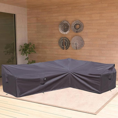 Heavy Duty Outdoor Sectional Sofa Cover, 120"X90" L-Shaped Waterproof 600D Patio Furniture Covers, Lawn Patio Couch Protector(Storm Grey, L-Shaped-Right Facing-120 x90)