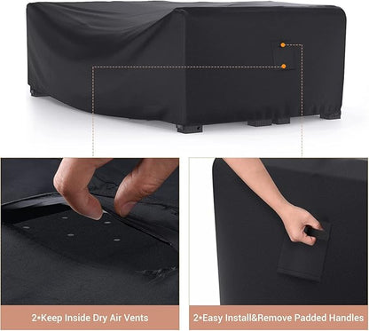 Patio Furniture Set Cover Waterproof, Mrrihand Outdoor Sectional Sofa Set Cover Heavy Duty 600D Table and Chair Set Cover 118" L× 57" W× 28" H