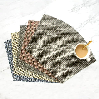 Round Table Placemats Set of 4 Wedge Placemats Heat Resistant Table Mats Pads Wipe Clean (Coffee)
