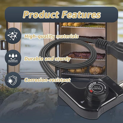 Thermostat Control Power Cable Compatible with Hamilton Beach Presto Chefman Bella Cuisinart Crux Masterbuilt George Foreman Electric Skillet Cord Replacement for Grill Griddle Smoker Fondue Pot