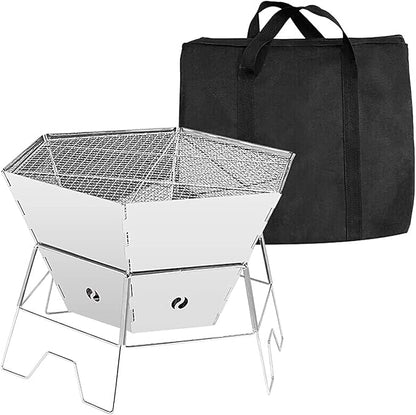Charcoal Grill Outdoor Stainless Steel Folding Charcoal BBQ Grill Make Lightweight Steel Mesh Grill Camping Grill for Outdoor Camping Cooking Backpacking Party Camping Grill