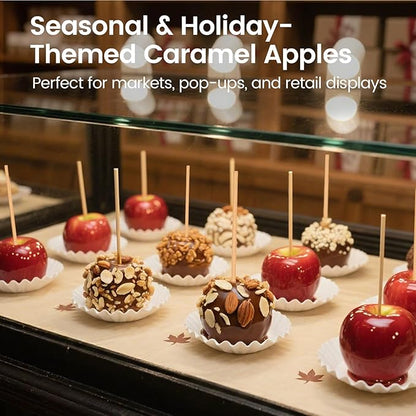 HANSGO 100PCS Candy Apple Sticks, 5 mm 6.25 inch Bamboo Skewers for Caramel Apple Cotton Candy Sticks Lollipop BBQ Corn Dog