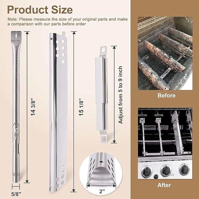 Grill Replacement Parts for Charbroil Advantage 3 Burner 463343015, 463335115, 463435115, 463436815, 463370015, 2 Burner 463642116, 463642015 Models. Grill Burners, Heat Plates and Crossover Tubes