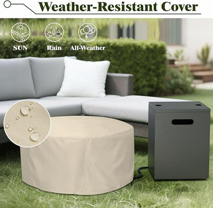 2-Piece Outdoor Propane Fire Pit Table Set w Tank Side Table 30'' Round Fire Pit Table 2-in-1 Firepit Table for Outside Patio Gas Fire Pit w 304 Stainless Steel Burner 50,000 BTU, Dark Gray w RGB LED