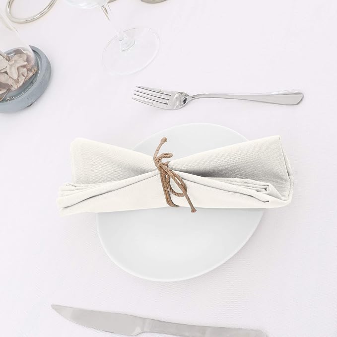 H.VERSAILTEX Cloth Napkins Set of 12 (18" X 18") Linen Textured Dinner Napkins Waterproof Extra Soft Thick Durable Reusable Napkins with Hemmed Edges for Dinners, Weddings and Everyday Use, Ivory