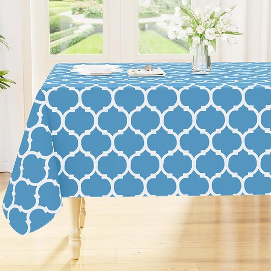 Smiry Rectangle Table Cloth, Waterproof Vinyl Tablecloth with Flannel Backing for Rectangle Tables, Wipeable Spillproof Plastic Tablecloths for Dining, Camping and Indoor (60"x120", Light Blue)
