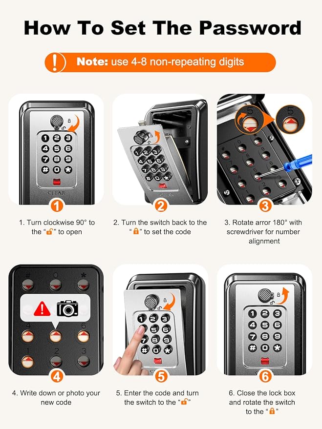 ISEYOU Lock Box for Keys with Code, Wall-Mounted Key Lock Box with Resettable Code, 12-Digit Combination Outdoor Lockbox, Large Capacity & Weatherproof Key Safe Storage for Home, Office, Apartment