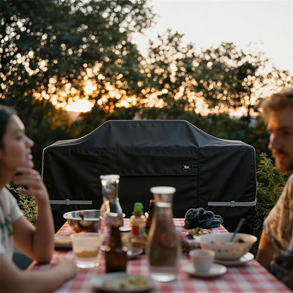 Island Grill Cover, 600D Heavy Duty Waterproof Extra Large Grill Cover for 86 Inch Island with Center Grill Head, Tear Resistant Outdoor Kitchen Cover with Buckle, Drawstring, Air Vent, Black