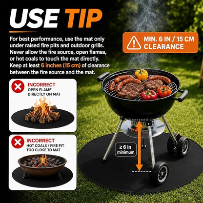 36inch Fire Pit Mat, Round Under Grill Blanket for Outdoor Grill, Fireproof Mat, Oil Proof Waterproof Under Floor BBQ Accessories Protector for Solo Stove Accessories