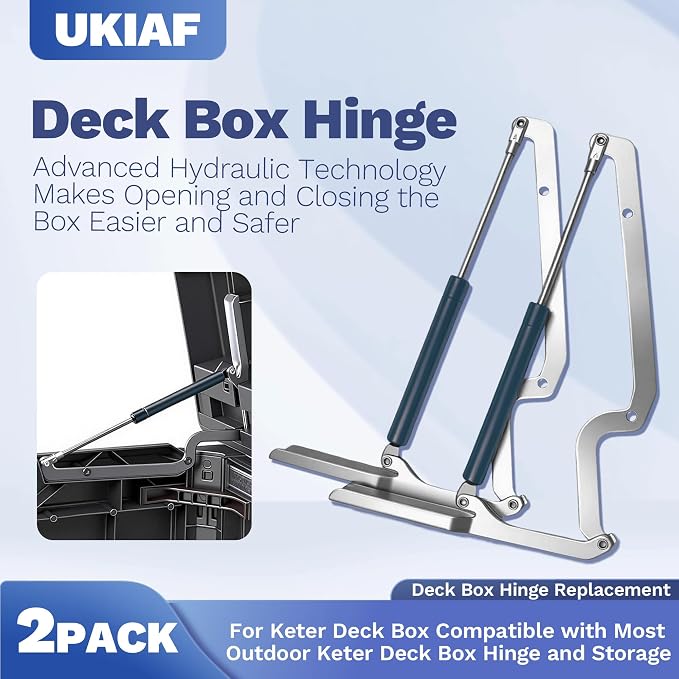 2 Pack Deck Box Hinge Replacement for Keter Outdoor Storage Box Made of Galvanized Steel