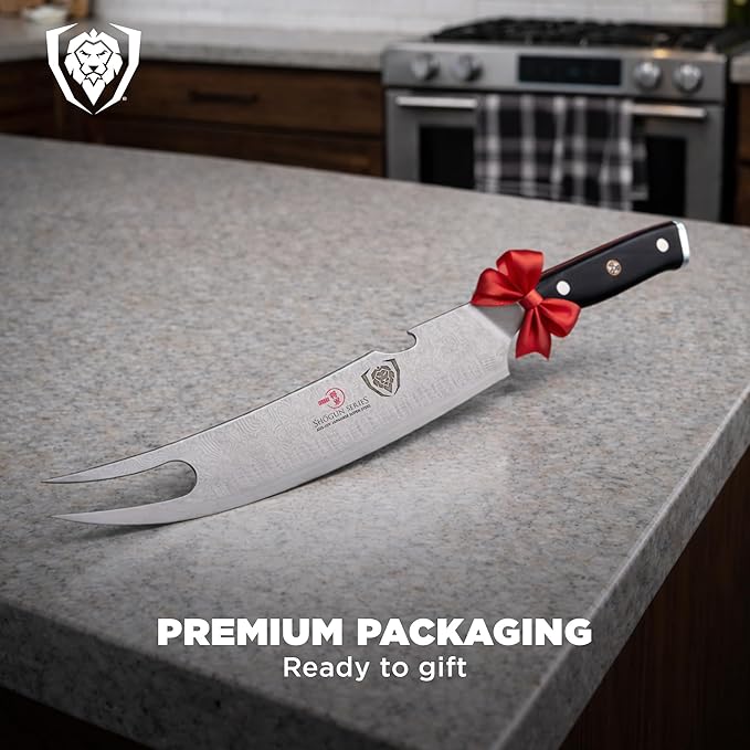 Dalstrong Pitmaster BBQ & Meat Knife - 8 inch - Shogun Series ELITE - Forked Tip & Bottle Opener - Japanese AUS-10V Super Steel Kitchen Knife - G10 Handle - Razor Sharp - w/Sheath