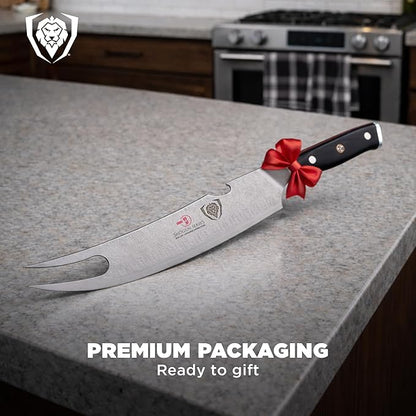 Dalstrong Pitmaster BBQ & Meat Knife - 8 inch - Shogun Series ELITE - Forked Tip & Bottle Opener - Japanese AUS-10V Super Steel Kitchen Knife - G10 Handle - Razor Sharp - w/Sheath