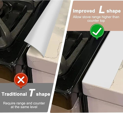 Stainless Steel Stove Gap Filler, 2 Pack Adjustable Covers for Counter, 13.8"-27.5", 0.79" Wide Heat Resistant Oven Guard Range Trim Kit, White