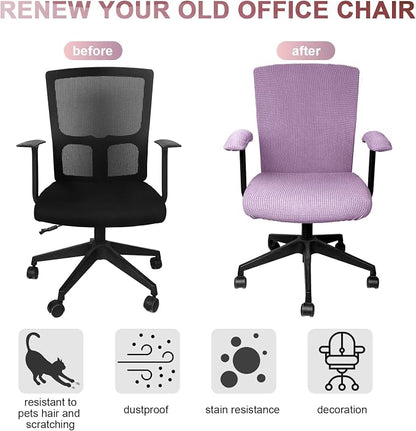 Tallew 4 Pcs Office Chair Covers Stretchable Armrest Seat,XL,Lilac Purple | Universal Fit Office Desk Chairs, Protective Seat Backrest Slipcovers, Stretchable Prevent Wear, Easy Install for Rotating