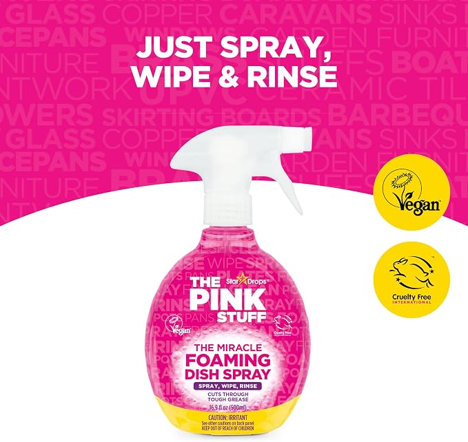 Stardrops - The Pink Stuff - The Miracle Wash Up Spray | Cuts Through Tough Grease Spray Wipe Rinse