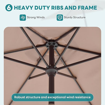 OLIXIS 9FT Patio Umbrella with Tilt and Crank Button & Sturdy Ribs Waterproof, 9Feet Patio Table Umbrella Perfect for Poolside, Terrace, Beach and Outdoor Restaurant