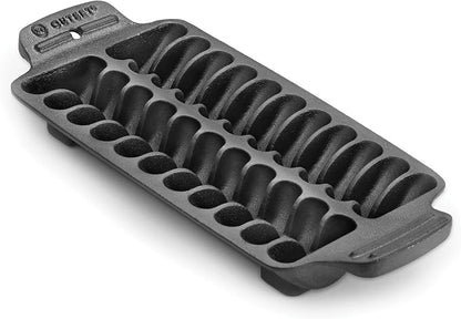 Outset Shrimp Cast Iron Grill and Serving Pan, Black, 22 Grilled Shrimp Capacity