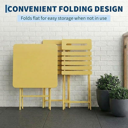 Garvee 3-Piece Bistro Set, Outdoor/Indoor Folding Patio Furniture Set,Space Saving Folding Design, Outdoor Table and Chairs Set for Patio, Garden, Balcony and Poolside, Yellow