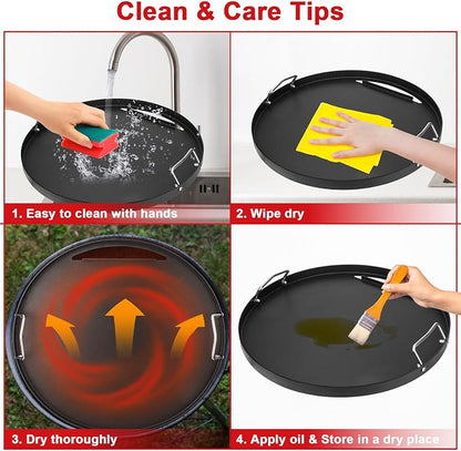 Full Size Griddle Insert for Weber 22 Inch Charcoal Grills, Flat Top Griddle for Weber 22" Original Kettle, Master-Touch and Performer Deluxe Charcoal Grill, Compatible with Most 22" Round Grills