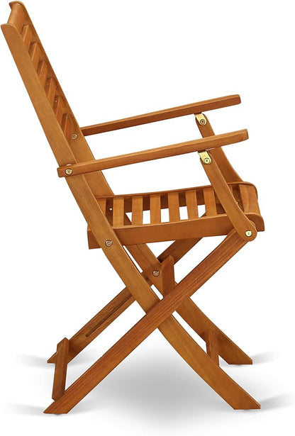 East West Furniture DEBS9CANA 9 Piece Patio Garden Table Set Includes a Rectangle Outdoor Acacia Wood Dining Table and 8 Folding Arm Chairs, 40x72 Inch, Natural Oil